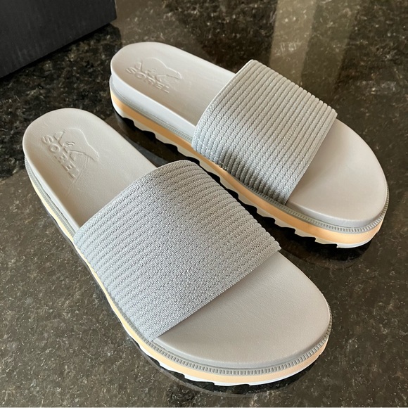 New Sorel Roaming Easy Slide Sandals, Casual Stretch Grey Slides, Athleisure - Picture 9 of 12